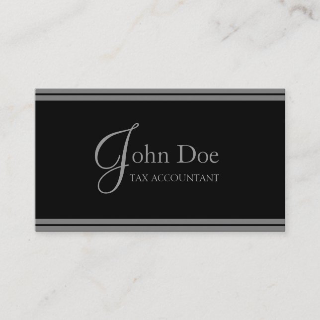 Tax Accountant Black/Silver Stripes Business Card (Front)