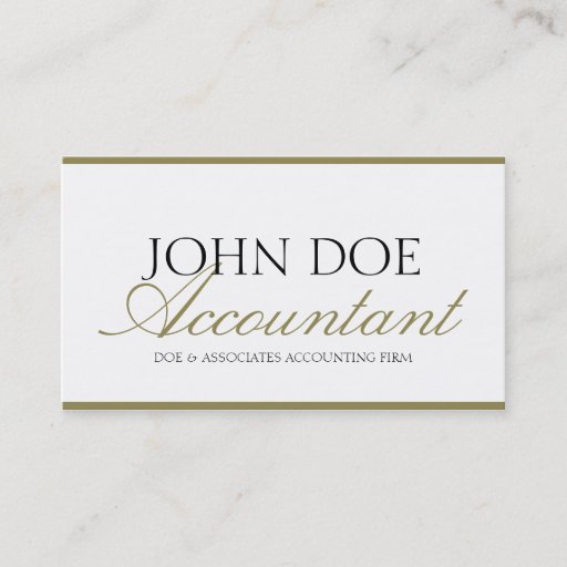 Customizable Tax Accountant CPA Bookkeeper Gold Script &amp; Paper Business Card Template