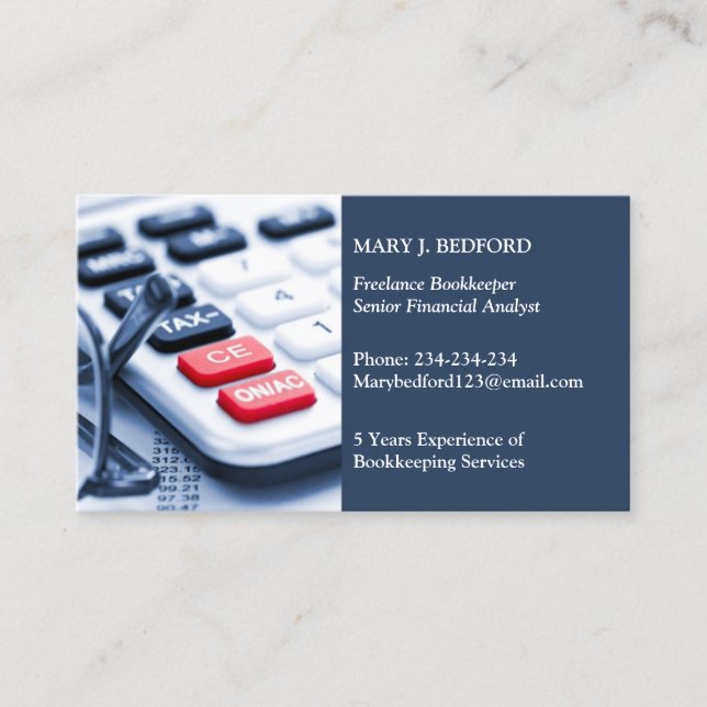 Tax Accountant CPA Business Card Template (Front)