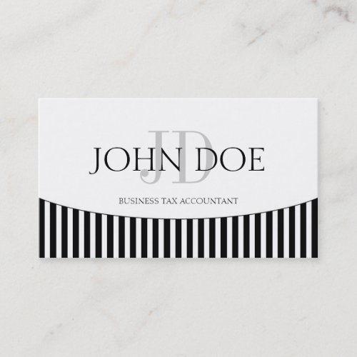 Tax Accountant/CPA Monogram B/W Stripes Business Card Template