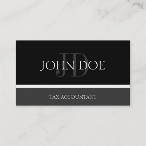 Tax AccountantCPA Monogram BlackDark Grey Business Card