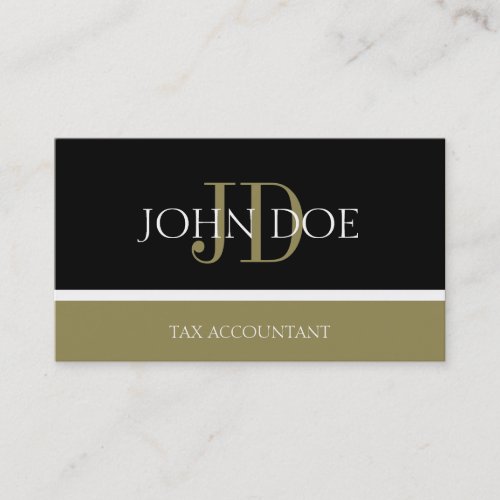 Tax AccountantCPA Monogram BlackGold Business Card