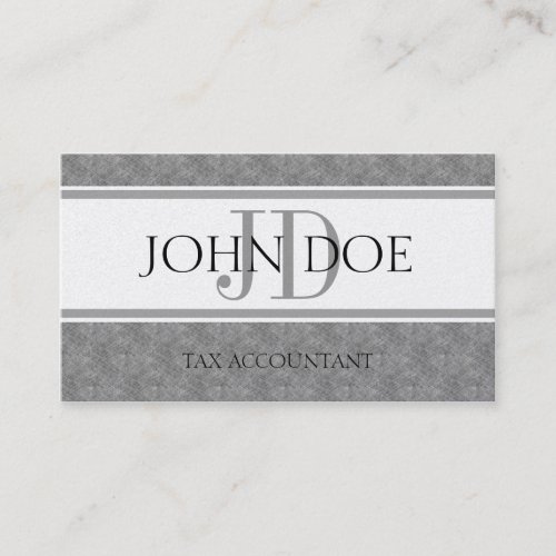 Tax Accountant CPA Monogram Blue Marble Platinum Business Cards