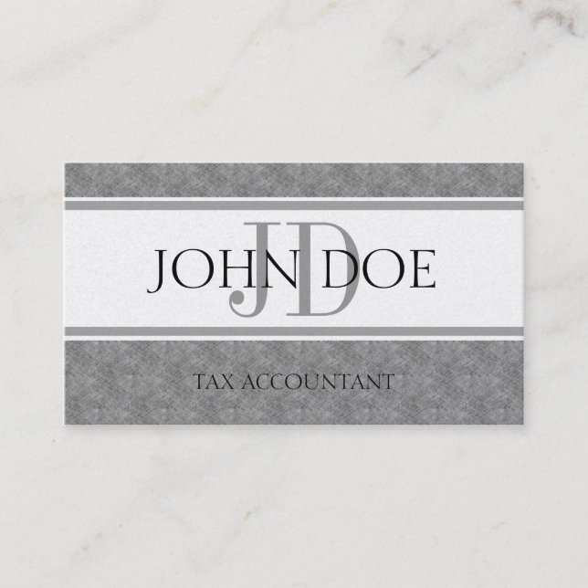 Tax Accountant CPA Monogram Blue Marble Platinum Business Card (Front)