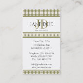 Tax Accountant/CPA Monogram Dot Gold/White Paper Business Card (Back)
