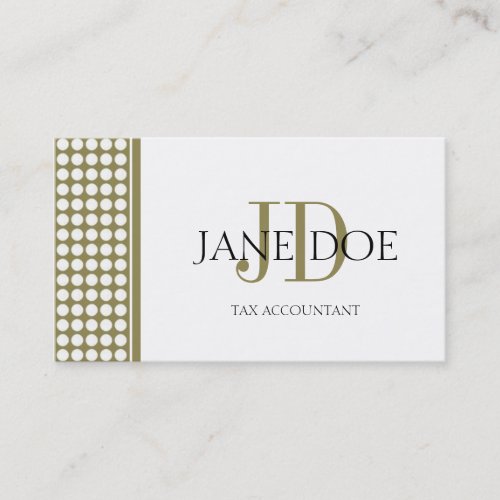 Tax AccountantCPA Monogram Dot GoldWhite Paper Business Card