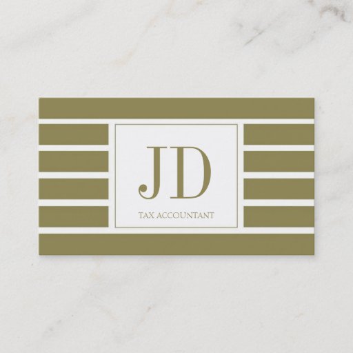 Customizable Tax Accountant/CPA Monogram/Striped Business Cards