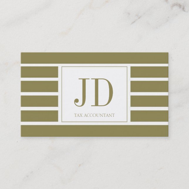 Tax Accountant/CPA Monogram/Striped Business Card (Front)