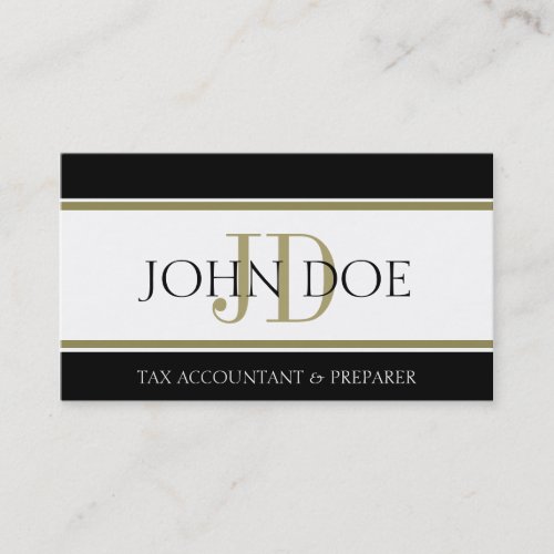 Tax Accountant Gold Stripes Business Cards