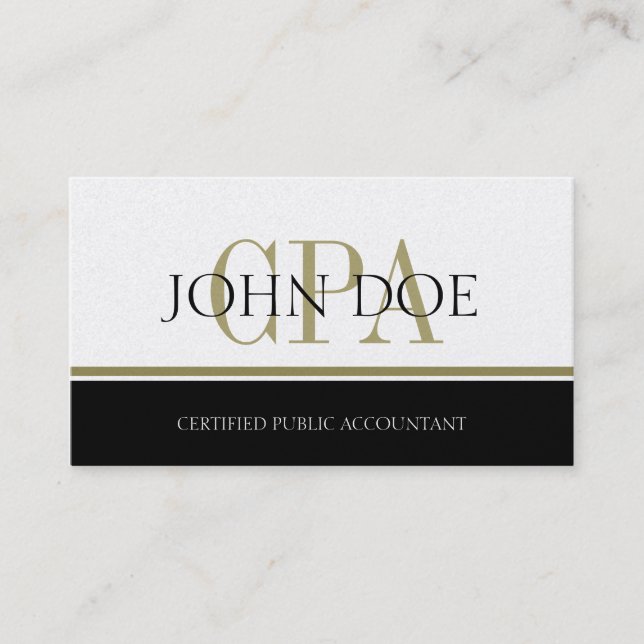 Tax Accountant Gold Stripes CPA Business Card (Front)