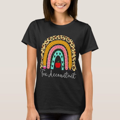 Tax Accountant Leopard Rainbow Accounting Back To  T_Shirt