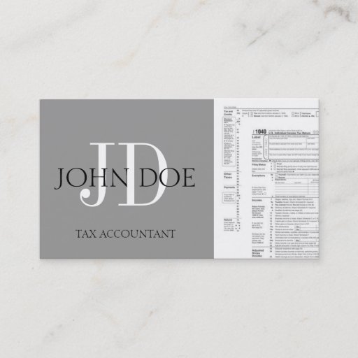 Customizable Tax Accountant Monogram 1040 Tarnished Silver Business Card Templates