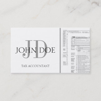 Tax Accountant Monogram 1040 White Business Card
