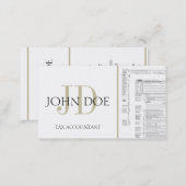 Tax Accountant Monogram 1040 White/Tan Business Card (Front/Back)