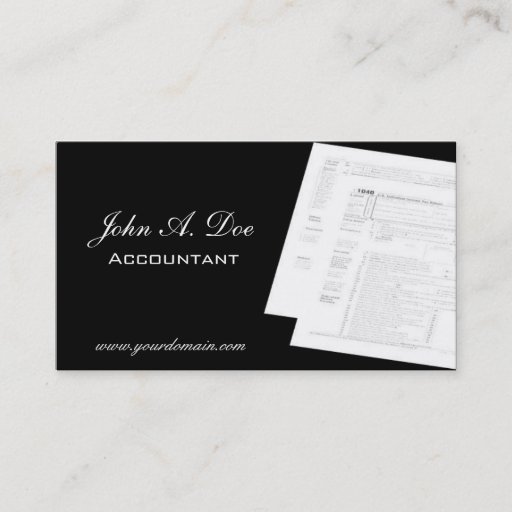 Customizable Tax Accountant Script Black/White Form 1040 Business Card Templates