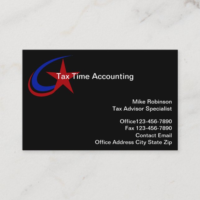 Tax Accountant Specialist Business Cards (Front)