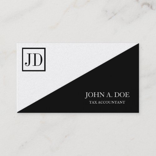 Tax Accountant Square Monogram Black Gold Business Card