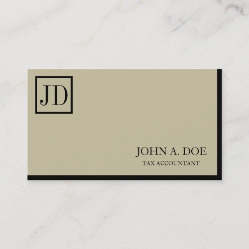 Tax Accountant Square Monogram Tan Black Business Cards