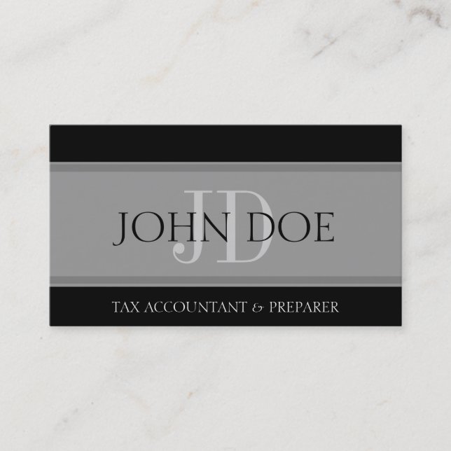 Tax Accountant Stripes D Grey Business Card (Front)