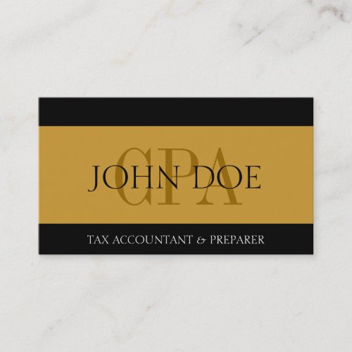 Tax Accountant Stripes Gold CPA Business Card Template