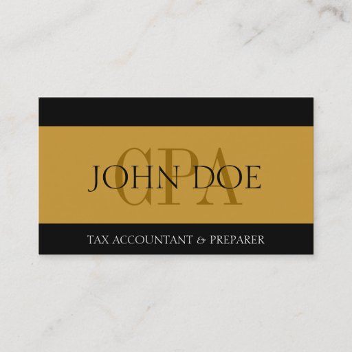 Customizable Tax Accountant Stripes Gold CPA Business Card Template