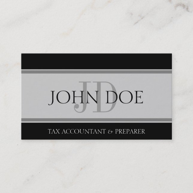 Tax Accountant Stripes Lt Grey Business Card (Front)