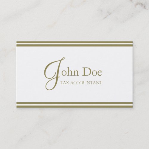 Tax Accountant White/Gold Stripes Business Card