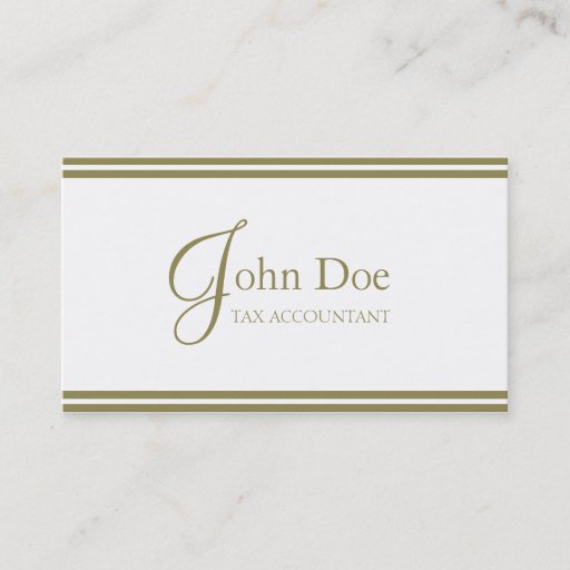 Customizable Tax Accountant White/Gold Stripes Business Card