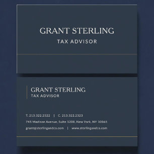 Tax Advisor Navy Blue Professional Business Card