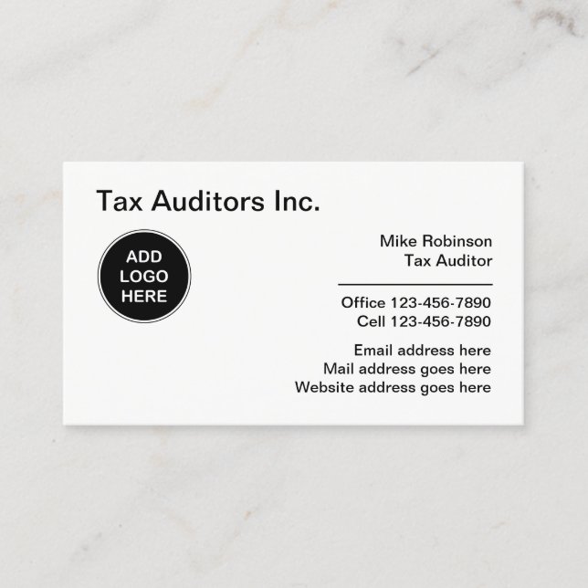Tax Auditor Professional Logo Business Cards (Front)