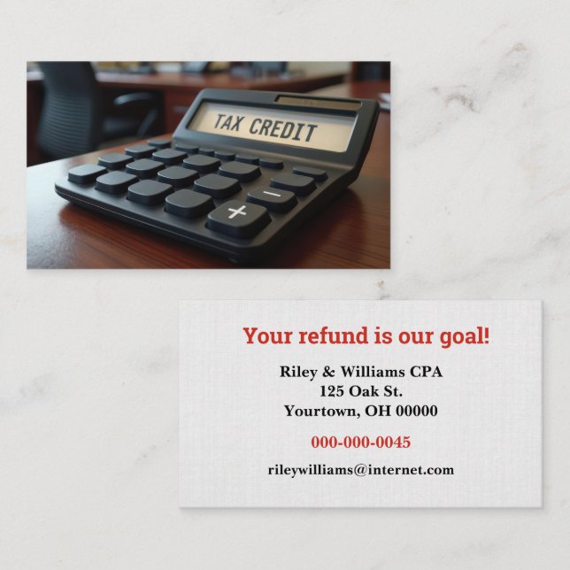 Tax Credit Calculator Business Card (Front/Back)