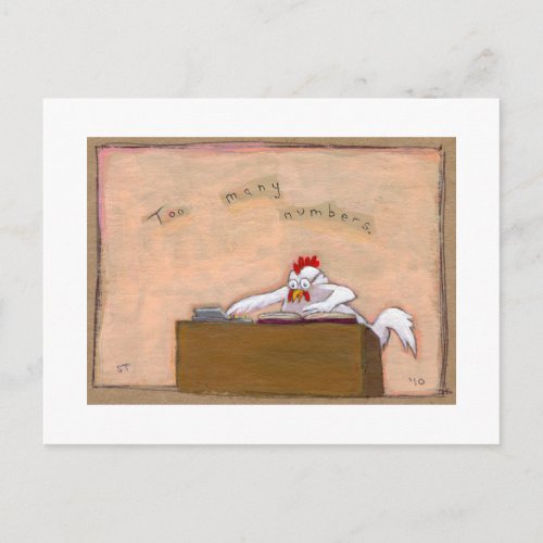 Tax Day _ Accountant chicken numbers fun art Postcard
