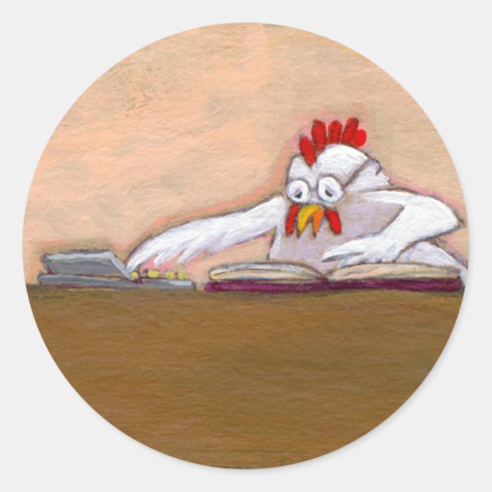 Tax Day   Accountant chicken numbers fun art Round Sticker