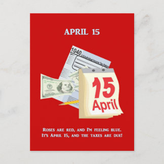 Tax Day Funny Poem Postcard