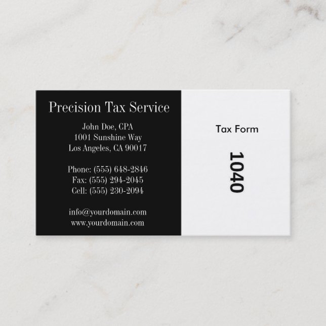 Tax Preparation B/W Stripe Business Card (Front)