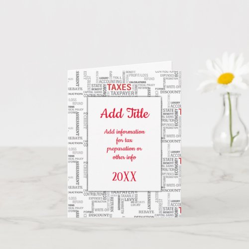  Tax Preparation  Card