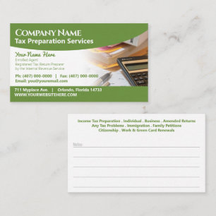 Tax Preparation (Preparer) Business Card