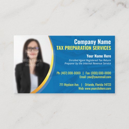 Tax Preparation Preparer Photo Business Card