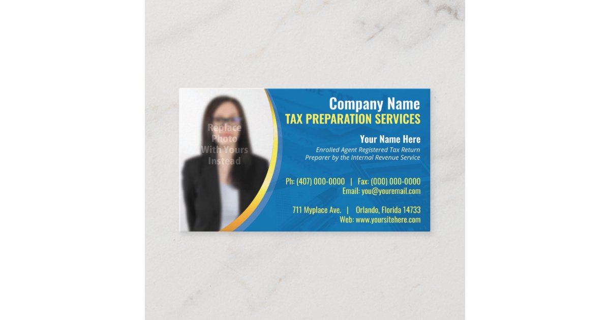 Tax Preparation (Preparer) Photo Business Card Zazzle