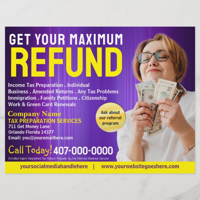 Tax Preparation (Preparer) Refund Flyer (Front)