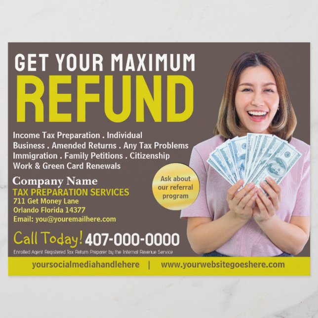 Tax Preparation (Preparer) Refund Flyer (Front)