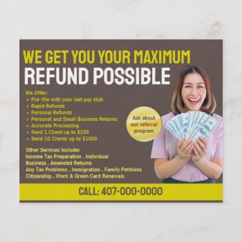 Tax Preparation (preparer) Refund Flyer by WhizCreations at Zazzle