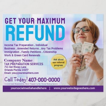 Tax Preparation (preparer) Refund Flyer by WhizCreations at Zazzle