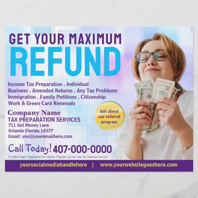 Tax Preparation (Preparer) Refund Flyer (Front)