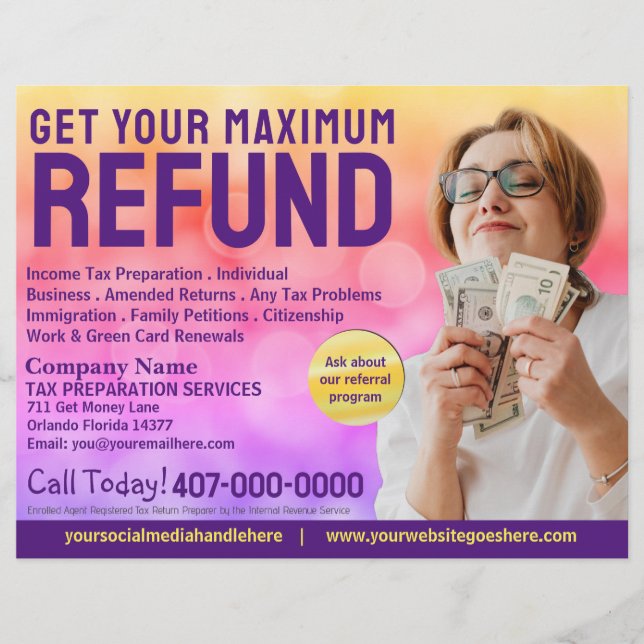 Tax Preparation (Preparer) Refund Flyer (Front)