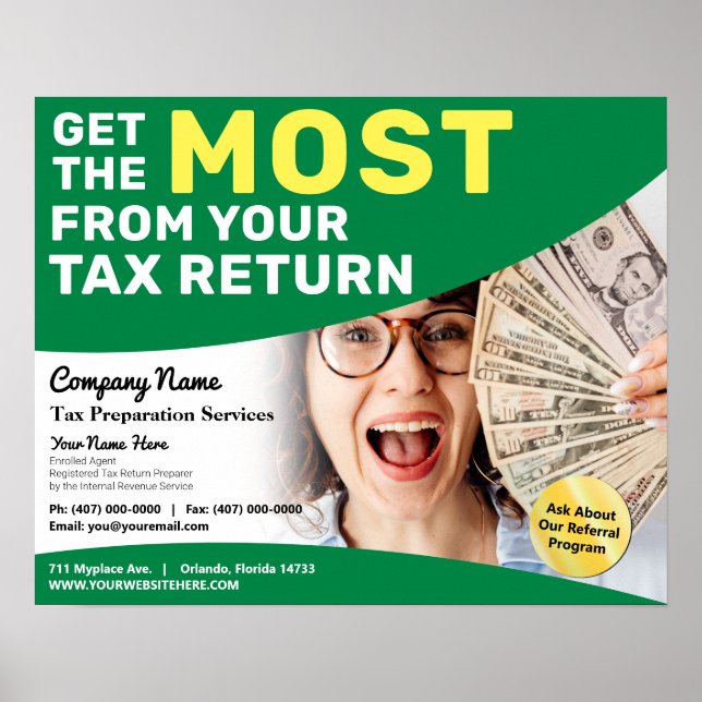Tax Preparation (Preparer) Refund Flyer Poster (Front)