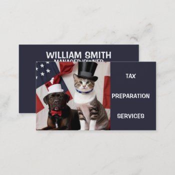 Tax Preparation Services Proud American Dog Cat Business Card by businessCardsRUs at Zazzle