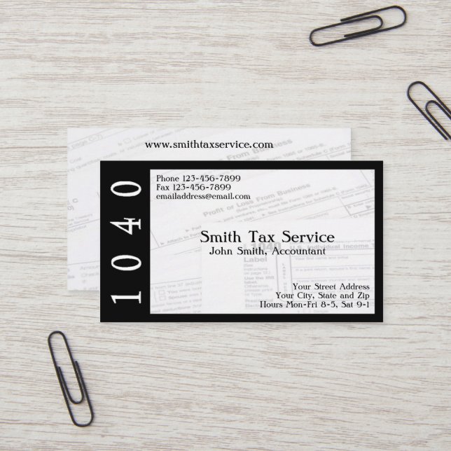 Tax Preparer Accountant Business Card (Front/Back In Situ)