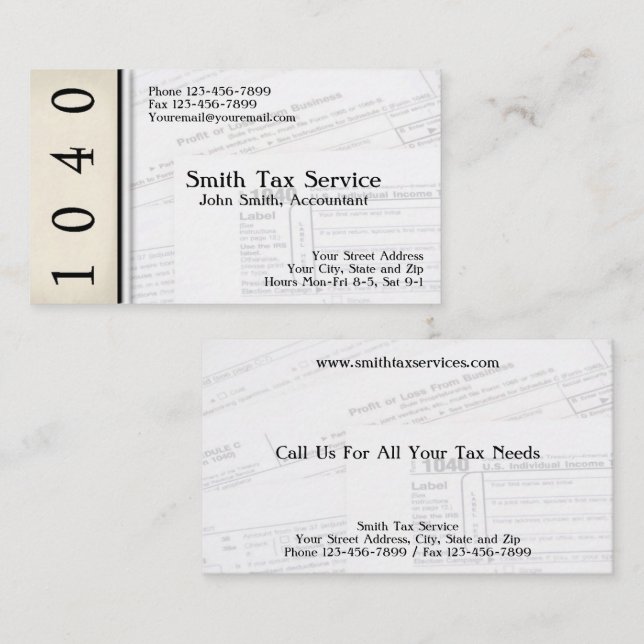Tax Preparer Accountant Business Card (Front/Back)