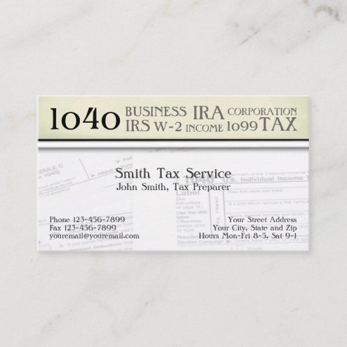 Tax Preparer Accountant Business Card